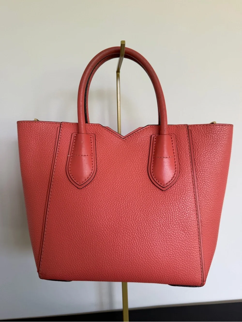 Michael Kors Coral Pebbled Leather Small Satchel Crossbody
